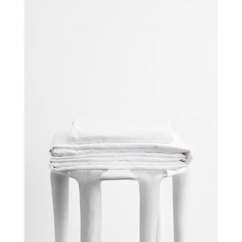 White 100% French Flax Linen Sheet Set