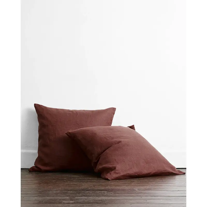 Cacao 100% French Flax Linen European Pillowcases (Set of Two)