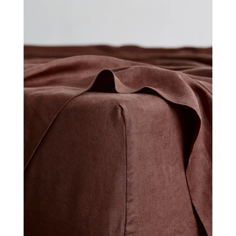 Cacao 100% French Flax Linen Fitted Sheet