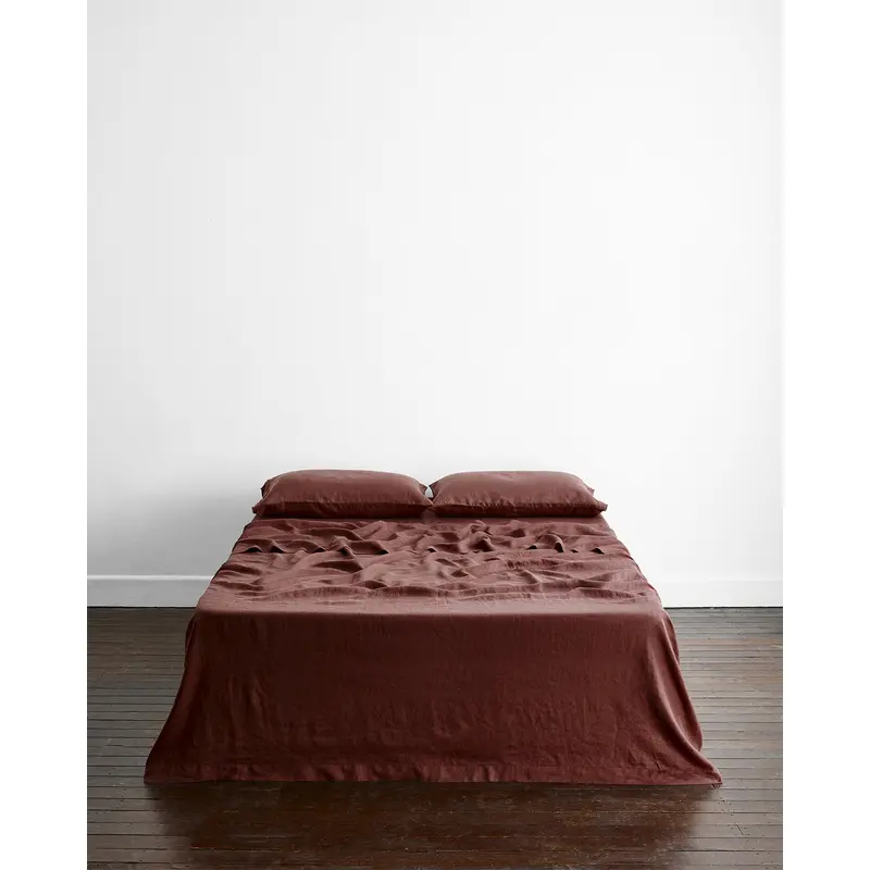 Cacao 100% French Flax Linen Flat Sheet