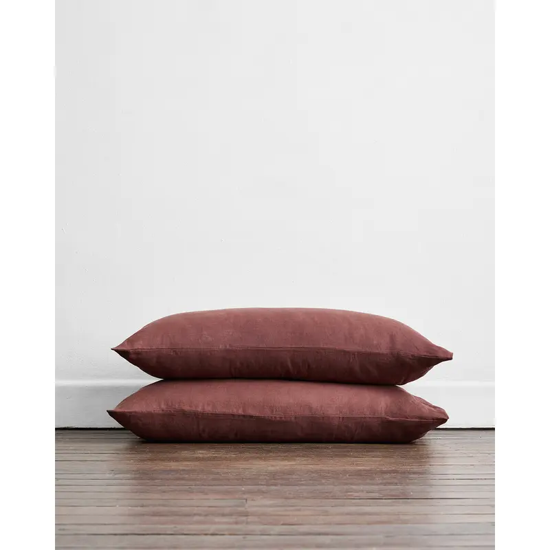 Cacao 100% French Flax Linen King Pillowcases (Set of Two)