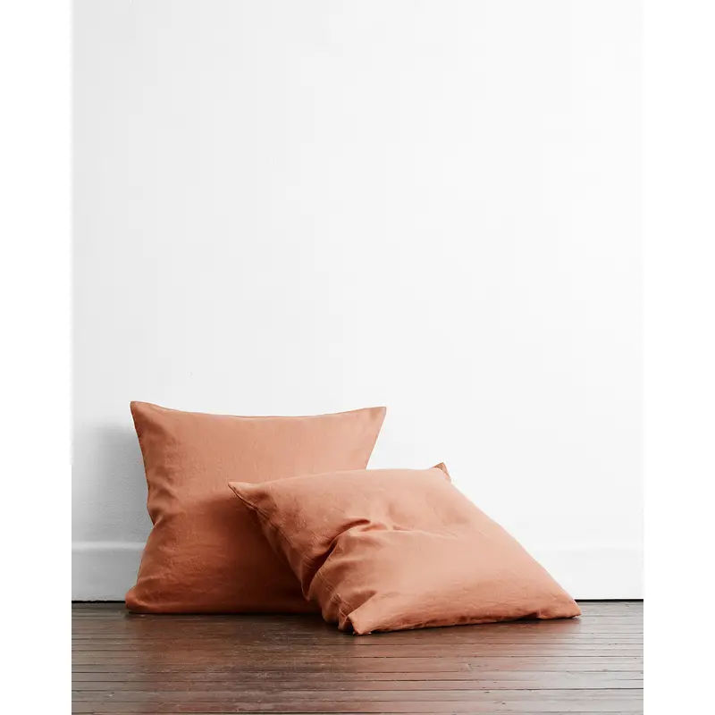 Hazelnut 100% French Flax Linen European Pillowcases (Set of Two)