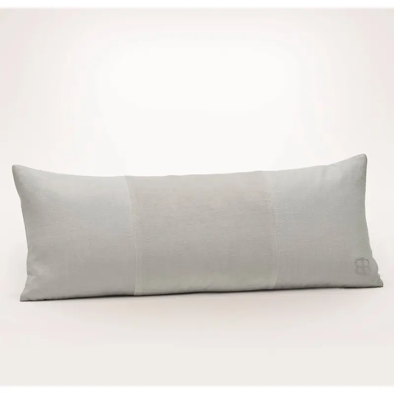 Linen Velvet Paneled Pillow Cover (Lumbar) - Pewter