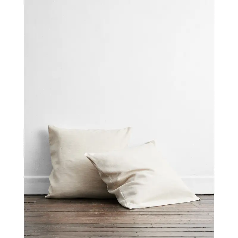 Oatmeal & White Stripe 100% French Flax Linen European Pillowcases (Set of Two)