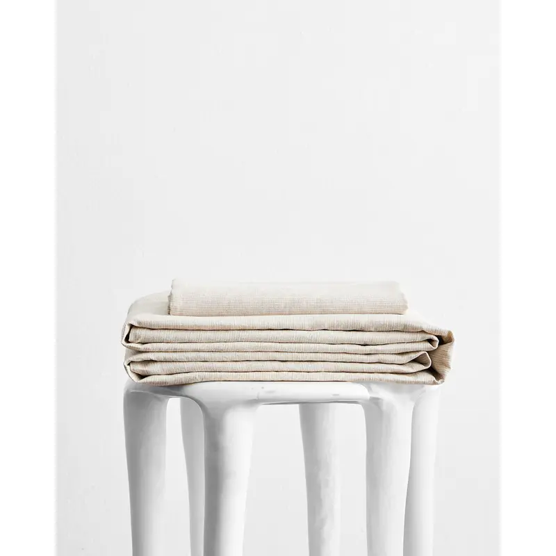 Oatmeal & White Stripe 100% French Flax Linen Sheet Set