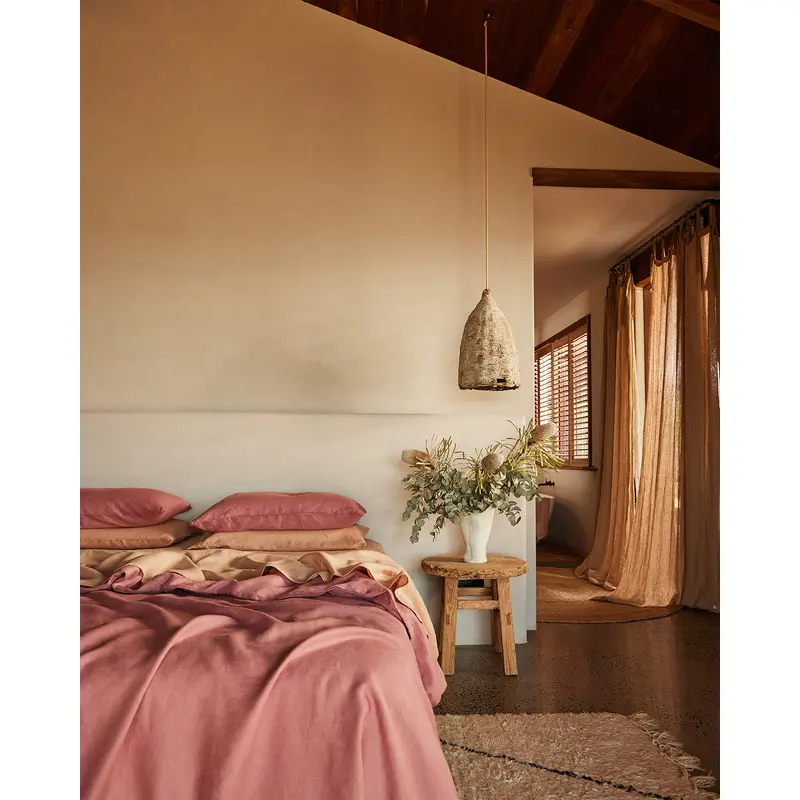 Pink Clay & Terracotta 100% French Flax Linen Bedding Bundle