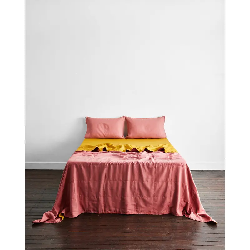 Pink Clay & Turmeric Two-Tone Quilt