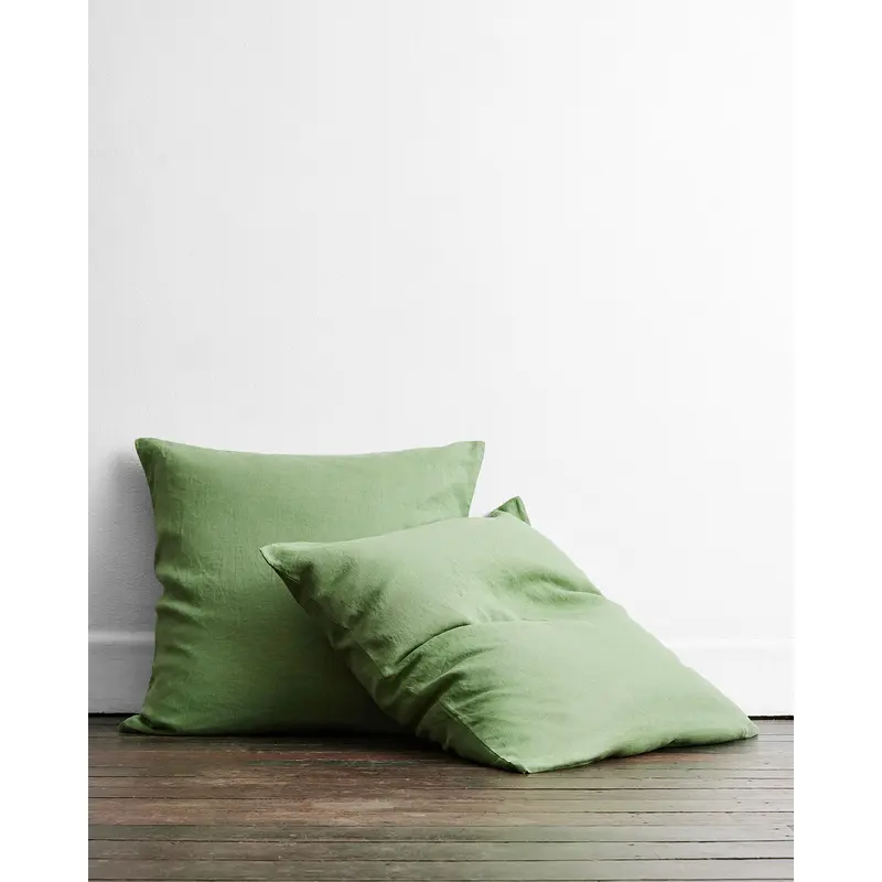 Pistachio 100% French Flax Linen European Pillowcases (Set of Two)