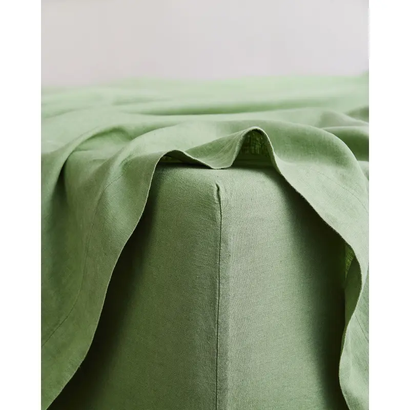 Pistachio 100% French Flax Linen Fitted Sheet