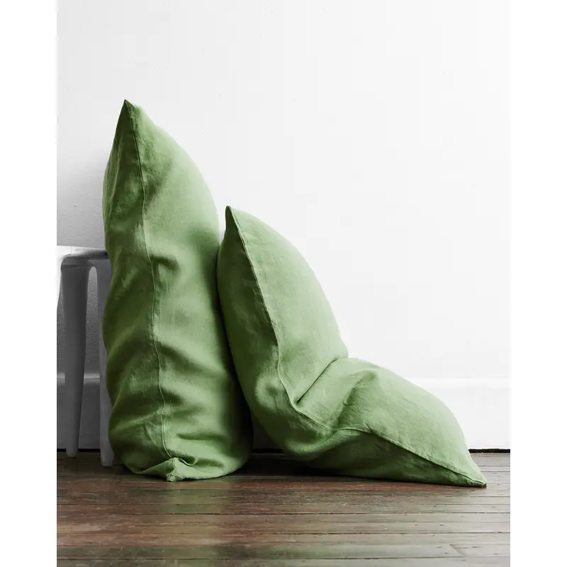 Pistachio 100% French Flax Linen Pillowcases (Set of Two)