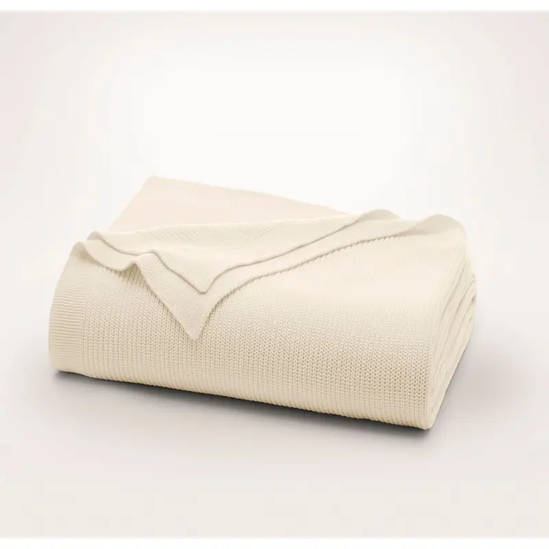Ribbed Knit Bed Blanket - Natural