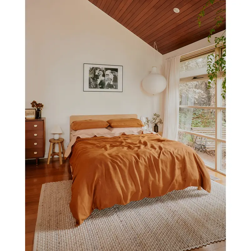 Rust & Terracotta 100% French Flax Linen Bedding Bundle