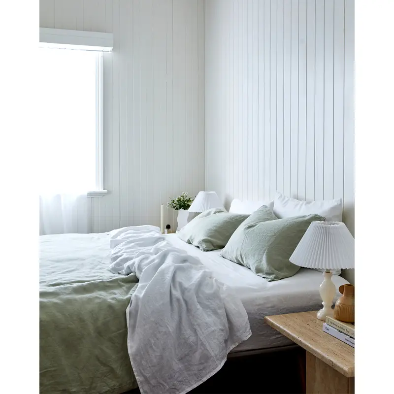 Sage & White 100% French Flax Linen Bedding Bundle