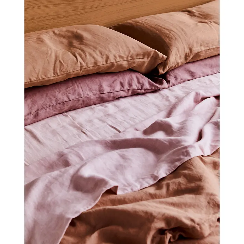 Terracotta, Rosewater & Lavender 100% French Flax Linen Bedding Bundle