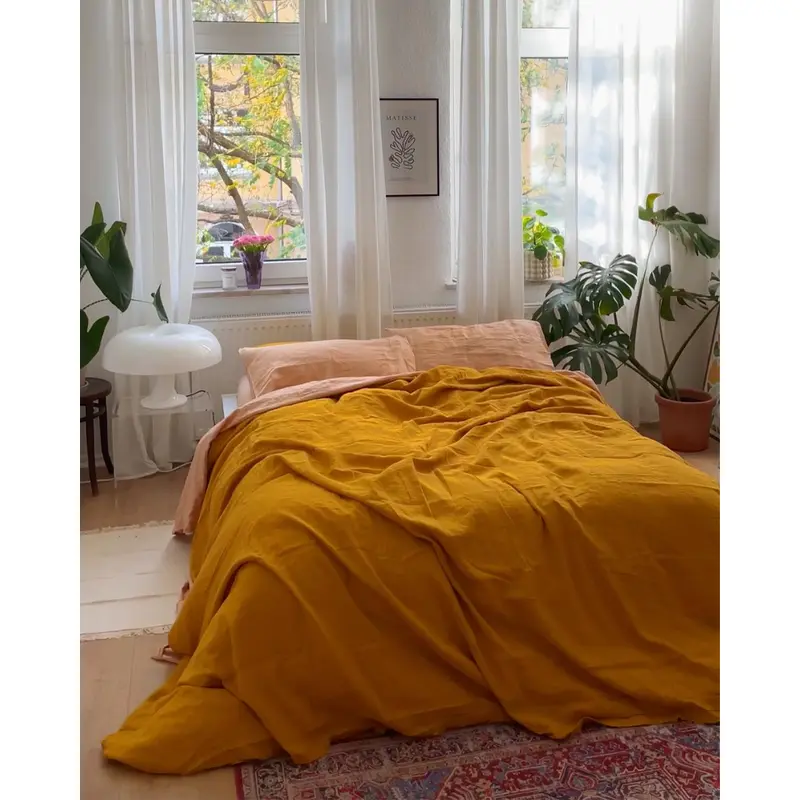 Turmeric & Terracotta 100% French Flax Linen Bedding Bundle