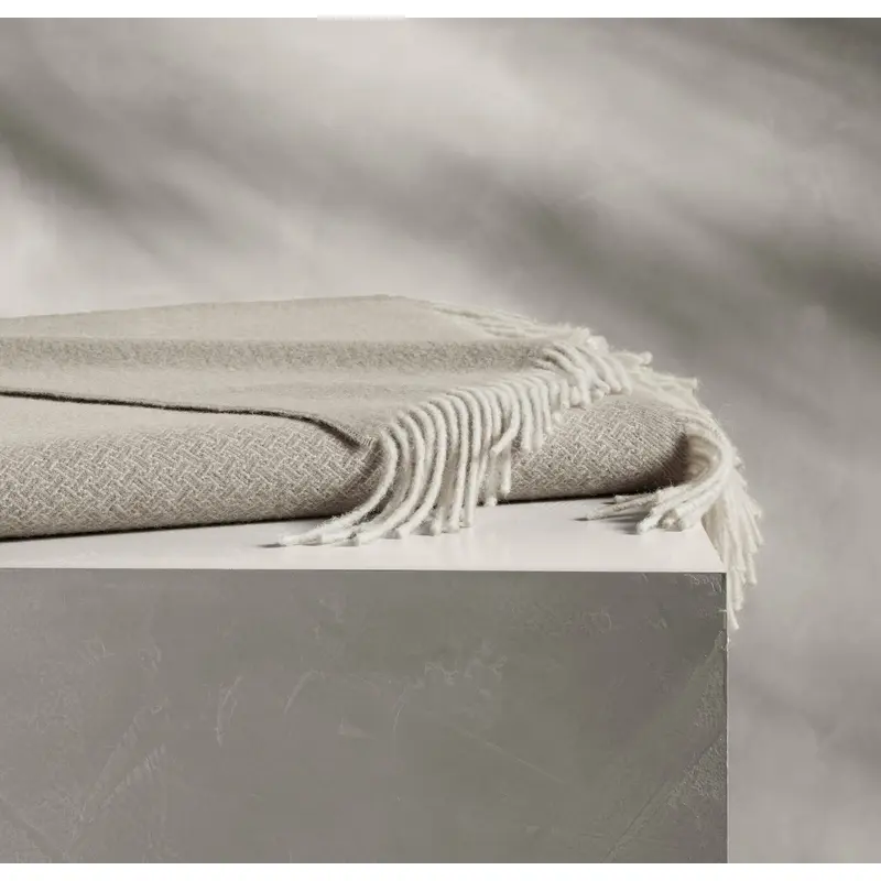 Alpaca Lattice Oversized Throw Blanket - Oak/Ivory