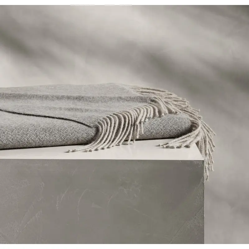 Alpaca Lattice Oversized Throw Blanket - Stone/Pewter