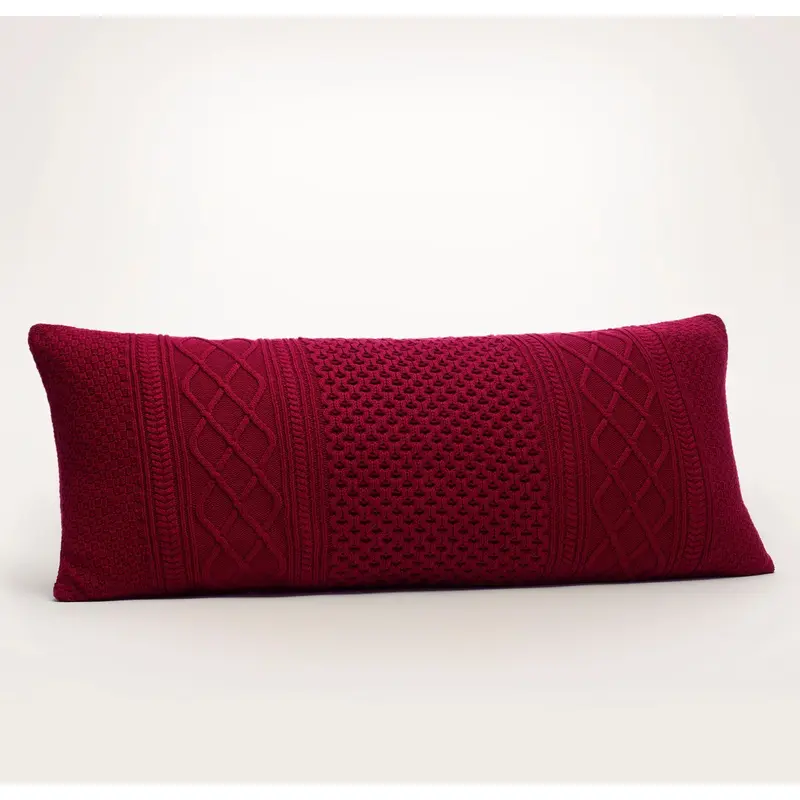 Aran Knit Pillow Cover - Cranberry