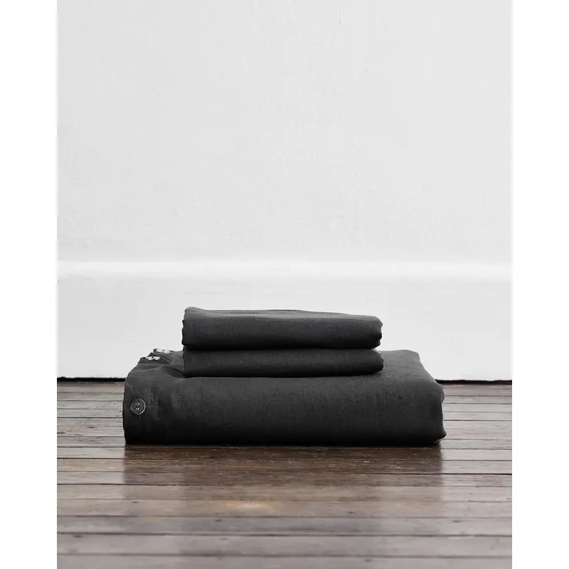 Charcoal 100% French Flax Linen Duvet Cover Set
