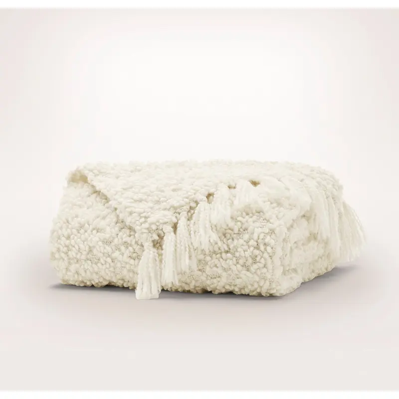 Cozy Boucle Throw Blanket - Cream