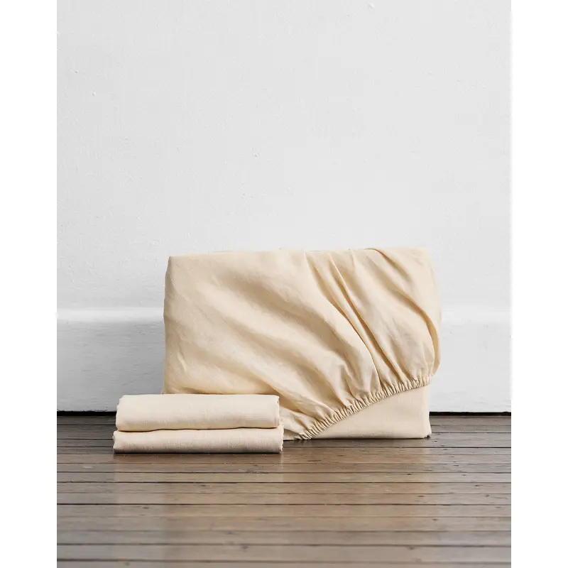 Crme 100% French Flax Linen Fitted Sheet Set