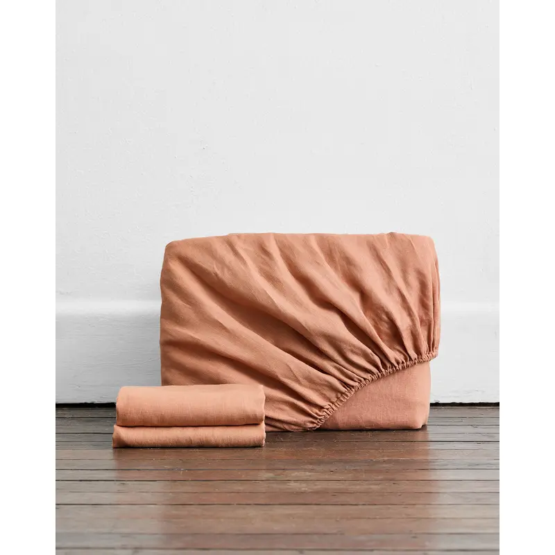Hazelnut 100% French Flax Linen Fitted Sheet Set