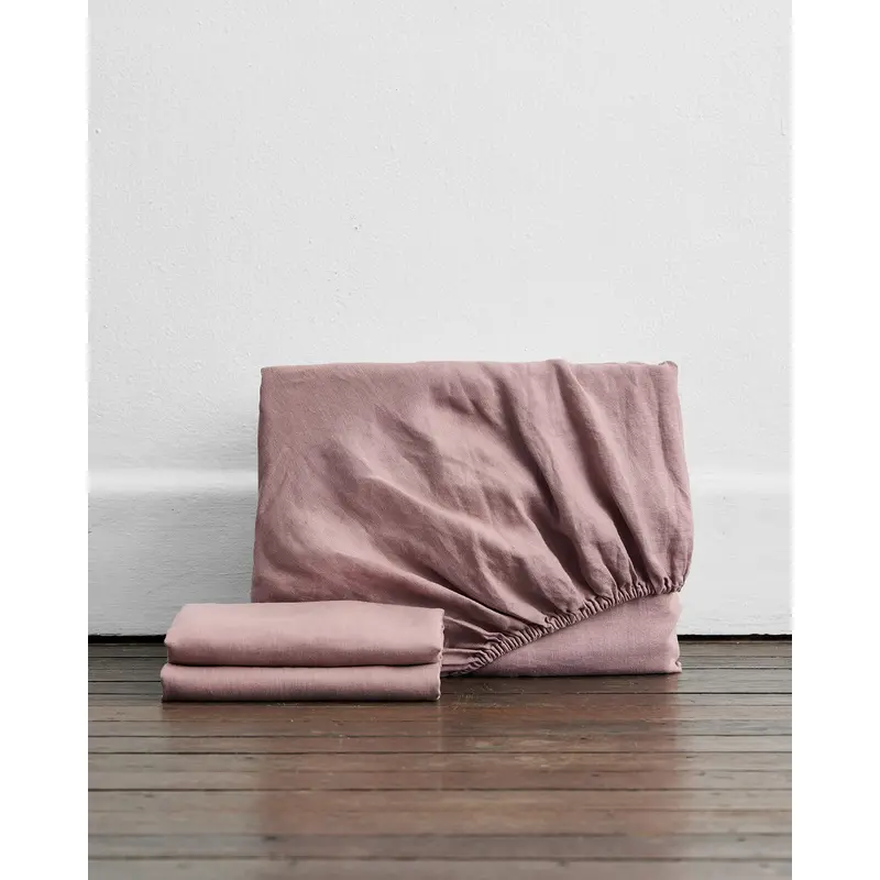 Lavender 100% French Flax Linen Fitted Sheet Set