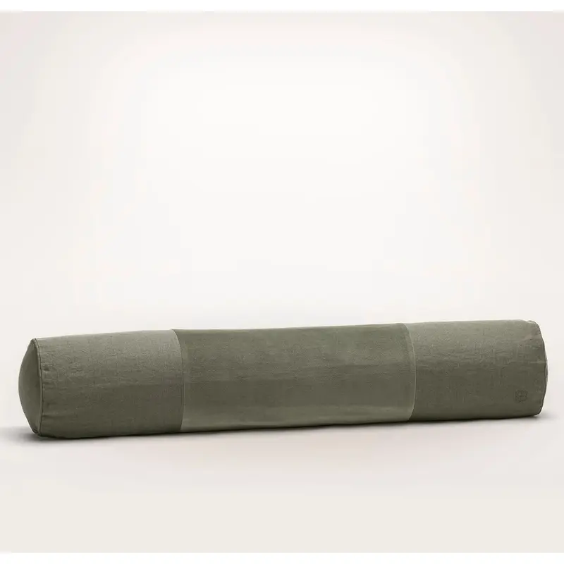 Linen Velvet Paneled Pillow Cover (Bolster) - Juniper