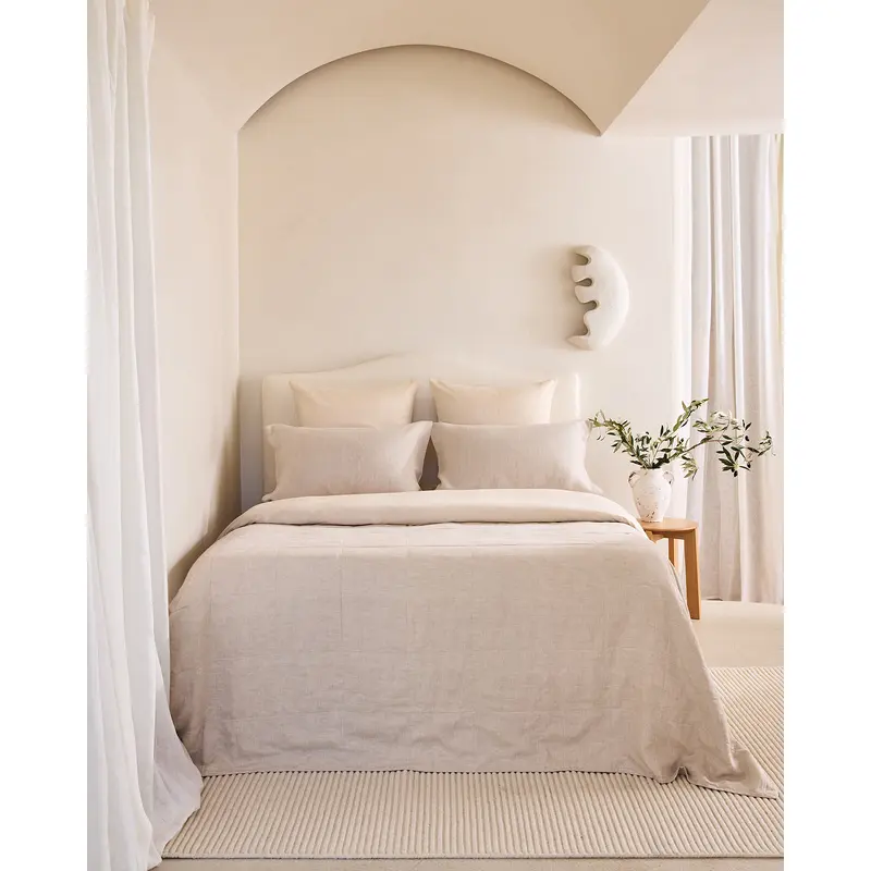 Oatmeal & Crme 100% French Flax Linen Quilt Bedding Bundle