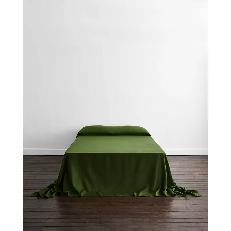 Olive Heavy Linen Bed Cover