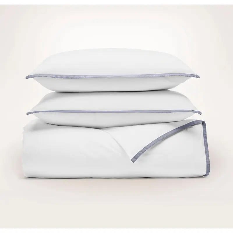 Percale Embellished Duvet Set - White/Bay Framed