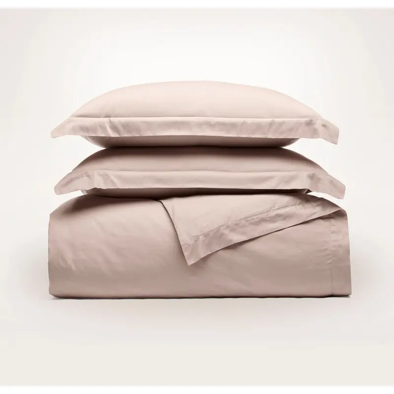 Percale Hemmed Duvet Set - Dusty Rose