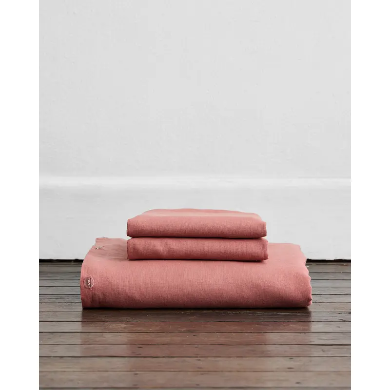 Pink Clay 100% French Flax Linen Duvet Cover Set