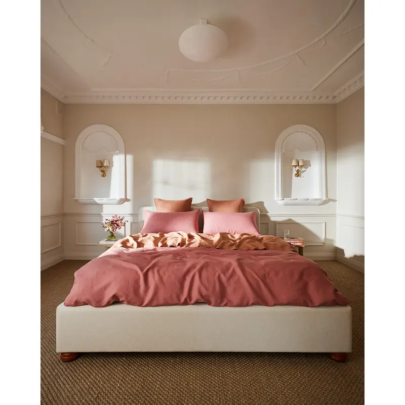 Pink Clay & Hazelnut 100% French Flax Linen Bedding Bundle