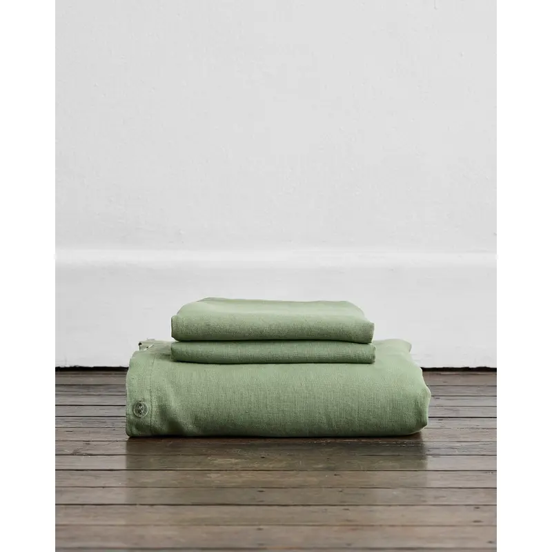 Pistachio 100% French Flax Linen Duvet Cover Set