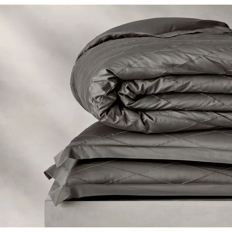 Reserve Embellished Duvet Set - Stone/Stone Embroidered Lattice