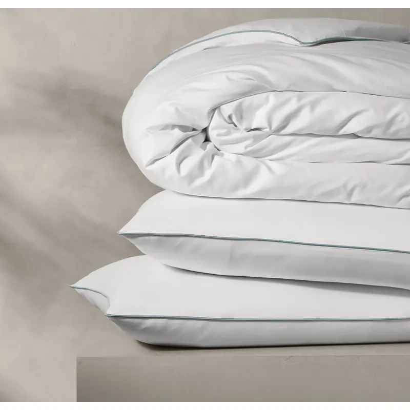 Reserve Embellished Duvet Set - White/Bluestone Piped Edge