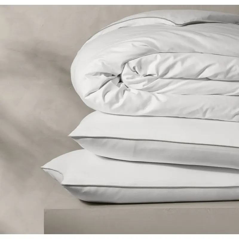 Reserve Embellished Duvet Set - White/Pewter Piped Edge