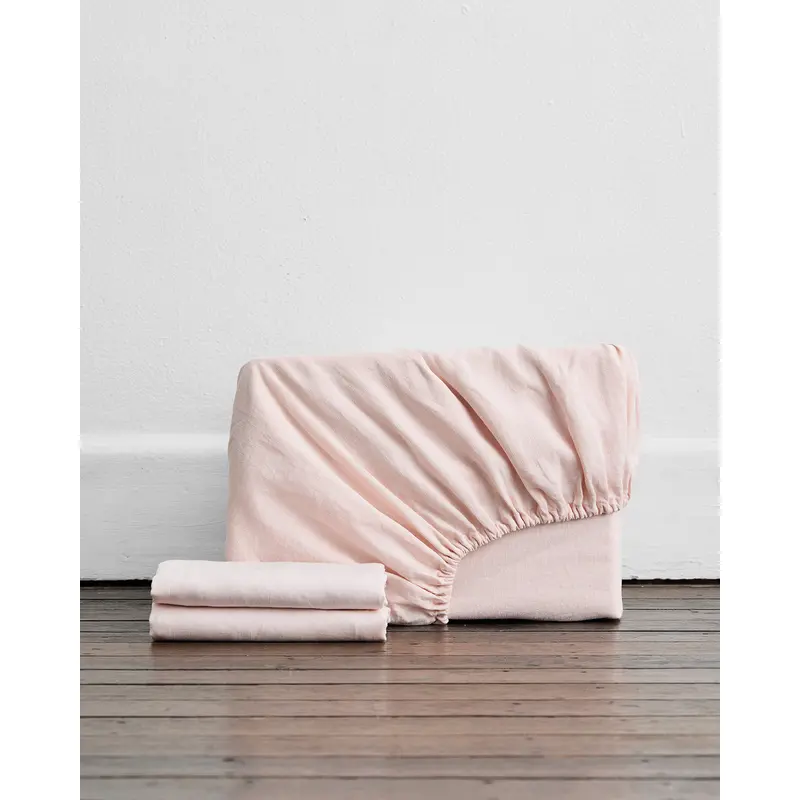 Rosewater 100% French Flax Linen Fitted Sheet Set