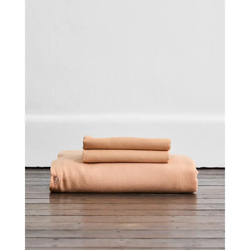 Terracotta 100% French Flax Linen Duvet Cover Set