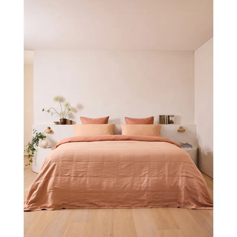 Terracotta & Hazelnut 100% French Flax LinenQuilt Bedding Bundle