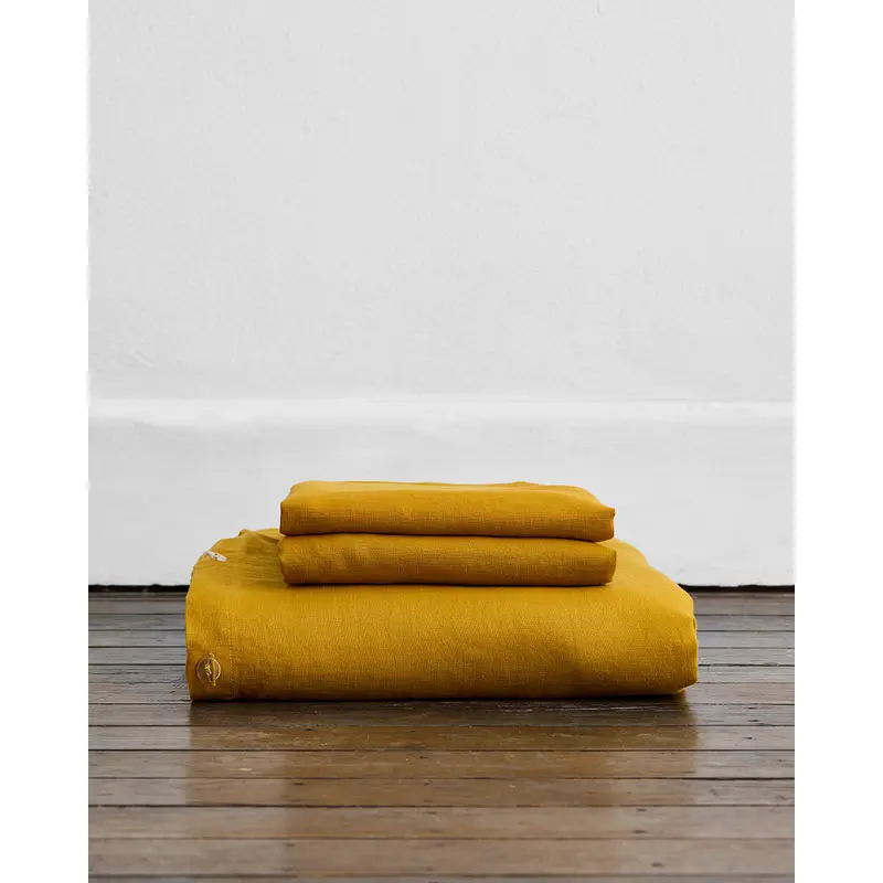 Turmeric 100% French Flax Linen Duvet Cover Set