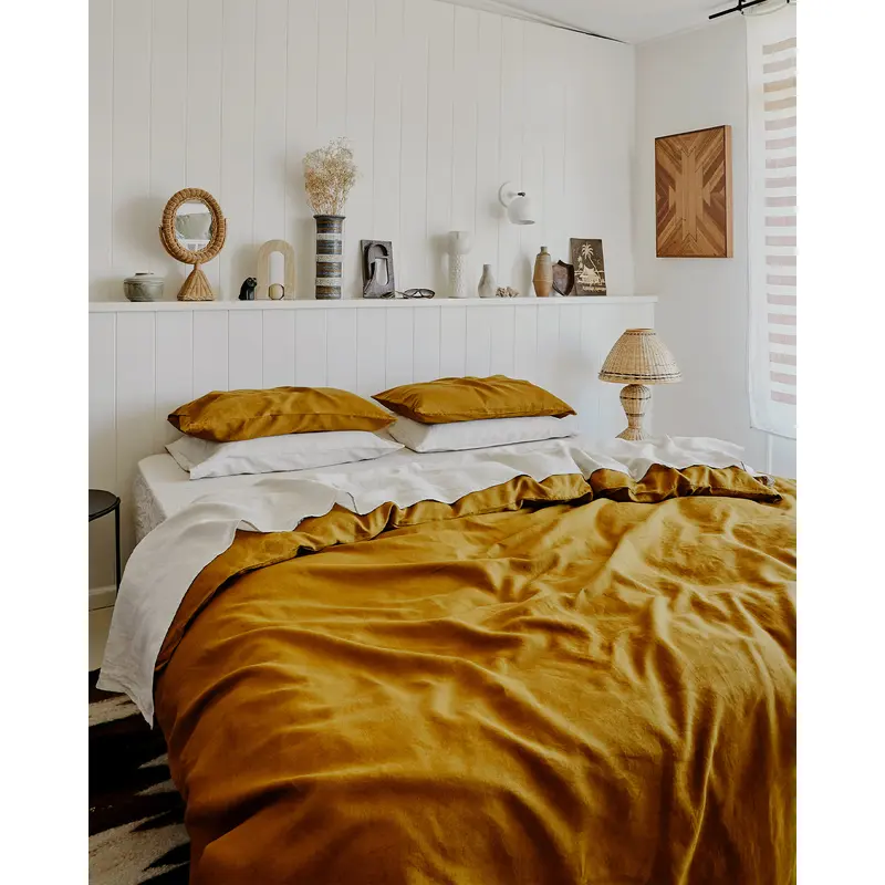 Turmeric & Oatmeal 100% French Flax Linen Bedding Bundle