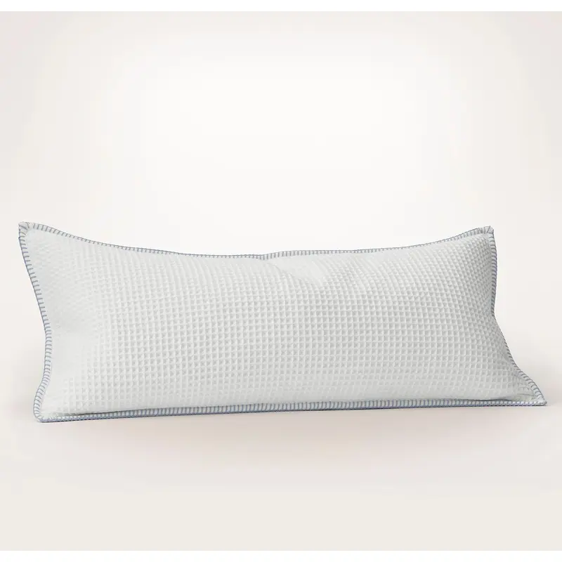 Waffle Pillow Cover - White/Hydrangea Whipstitch