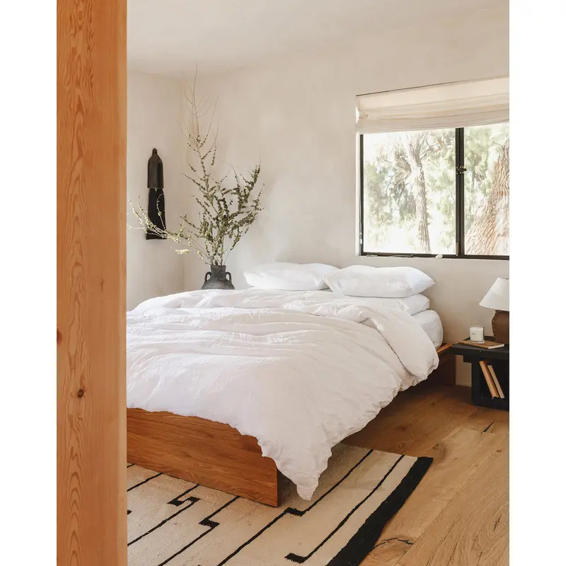 White 100% French Flax Linen Bedding Bundle