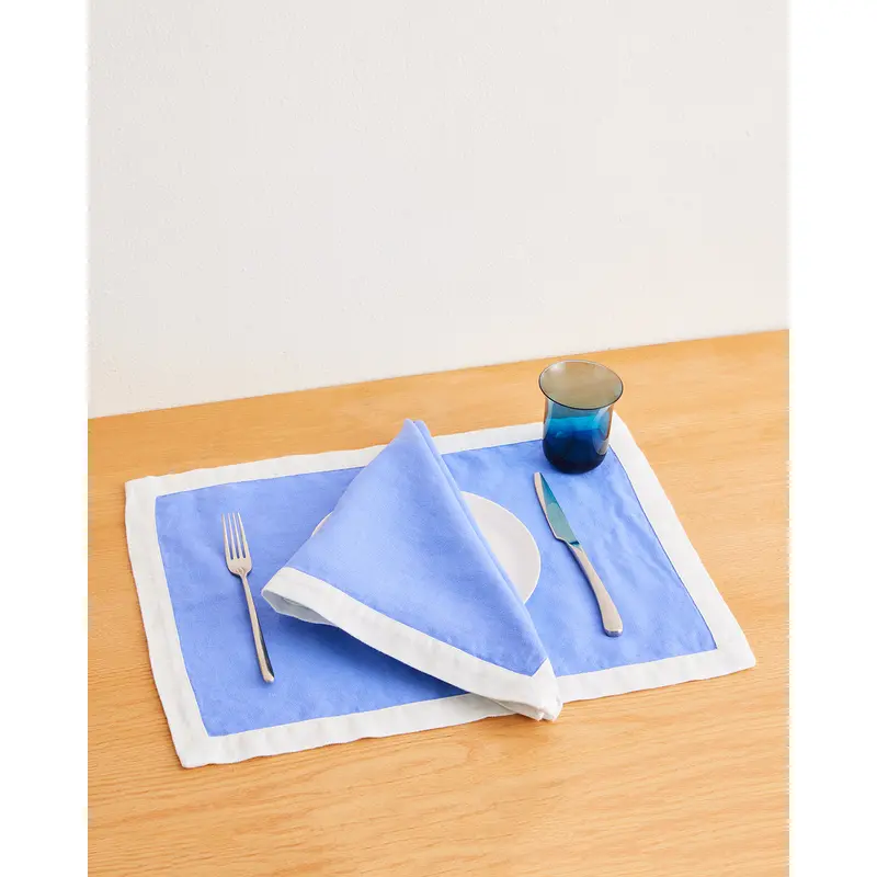 Wildflower & White 100% French Flax Linen Trim Napkins (Set of Four)