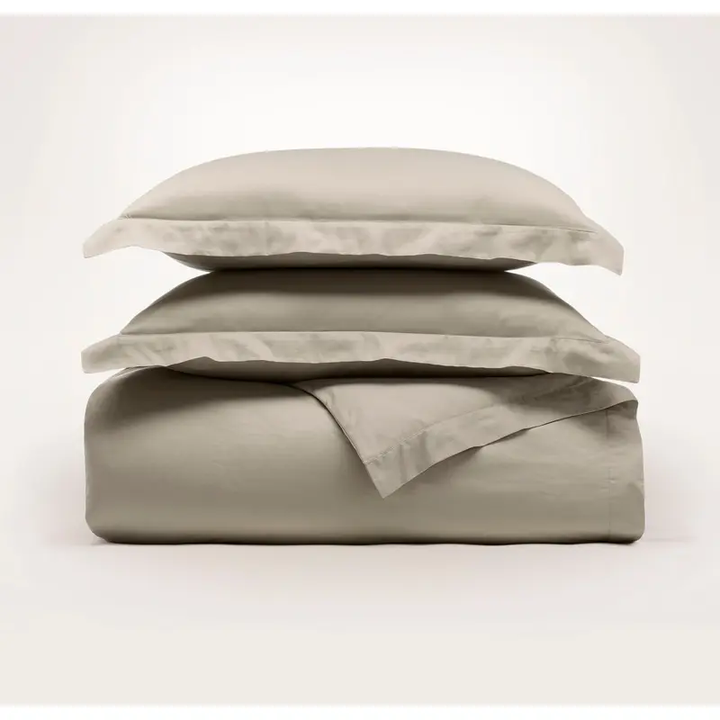 Percale Hemmed Duvet Set - Oak