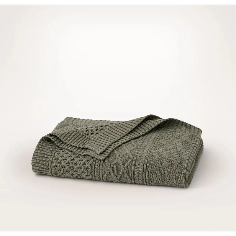 Aran Knit Throw Blanket - Juniper