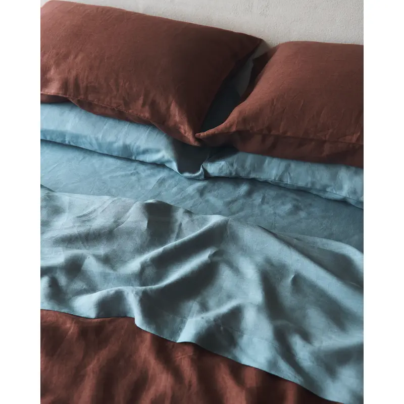 Cacao & Lagoon 100% French Flax Linen Bedding Bundle