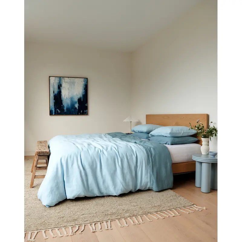 Coast, Lagoon & White 100% French Flax Linen Bedding Bundle